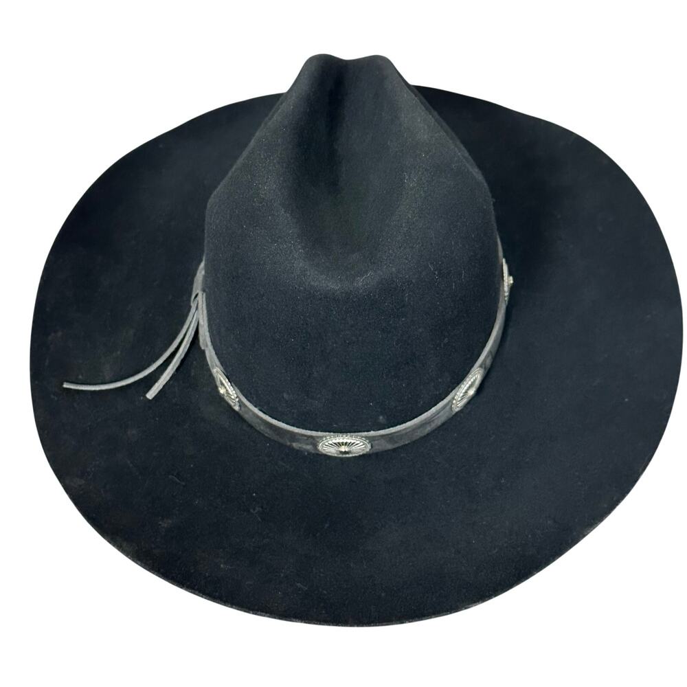 Bailey Western Cowboy Hat Black Wool Felt Concho Band Tombstone Style